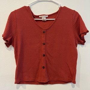 Peach lightly cropped T-shirt